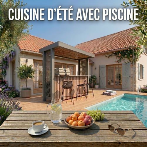 Cuisine d'été avec piscine